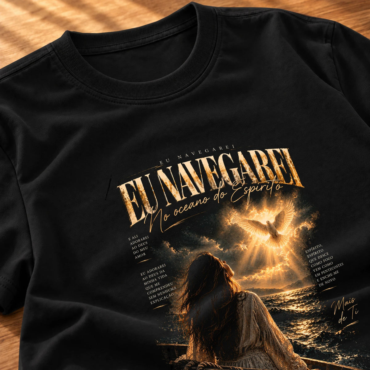 Camiseta Feminina Preta Eu Navegarei