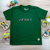 T-Shirt Infantil Verde Aplique J.E.S.U.S