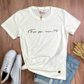 Camiseta Feminina Off White Foi Por Mim Cruz Coração