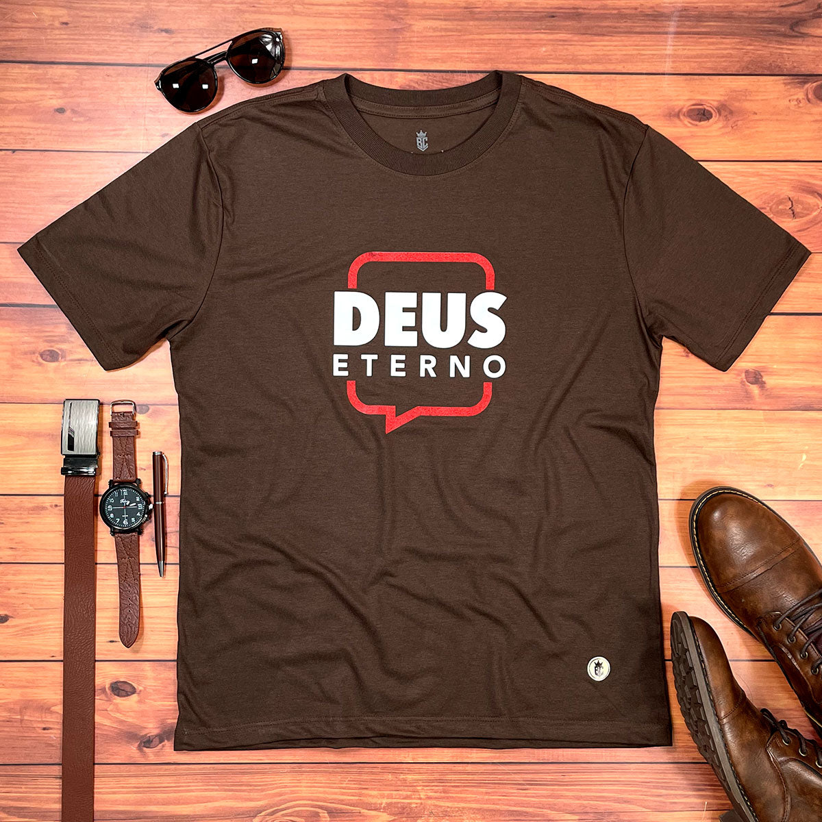 Camiseta Masculina Marrom Deus Eterno