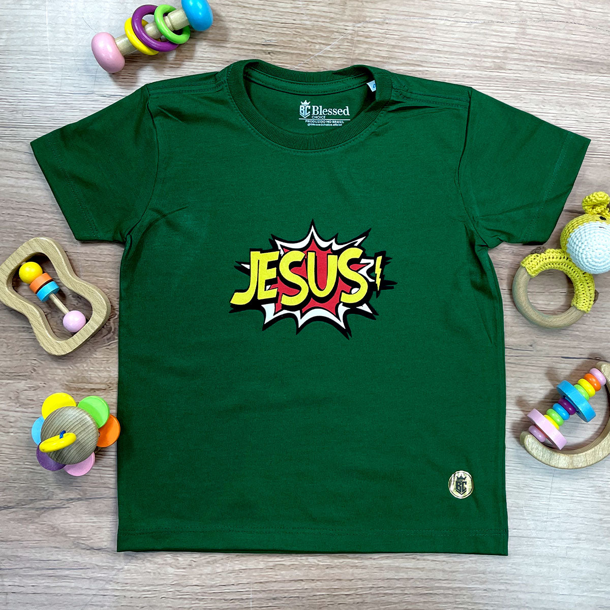 T-Shirt Infantil Verde Boom Jesus