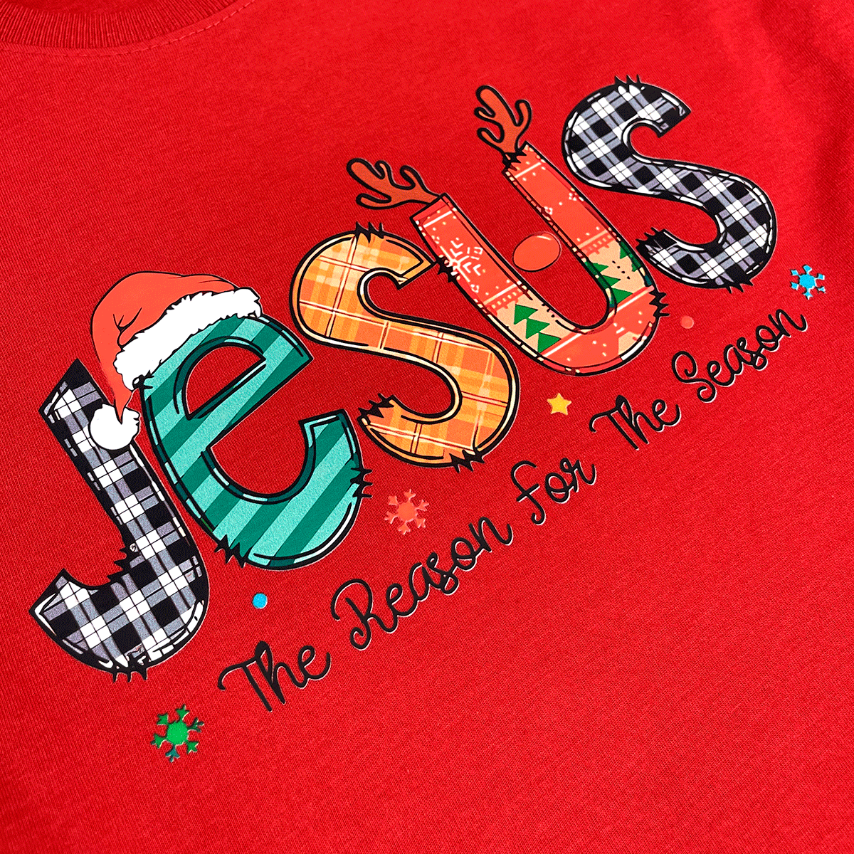 T-Shirt Infantil Vermelha Jesus The Reason For The Season