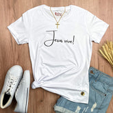 Camiseta Feminina Branca Jesus Vive!