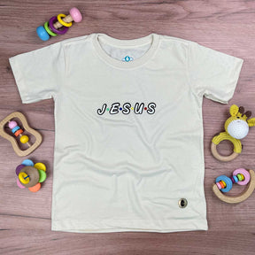 T-Shirt Infantil Off White Aplique J.E.S.U.S