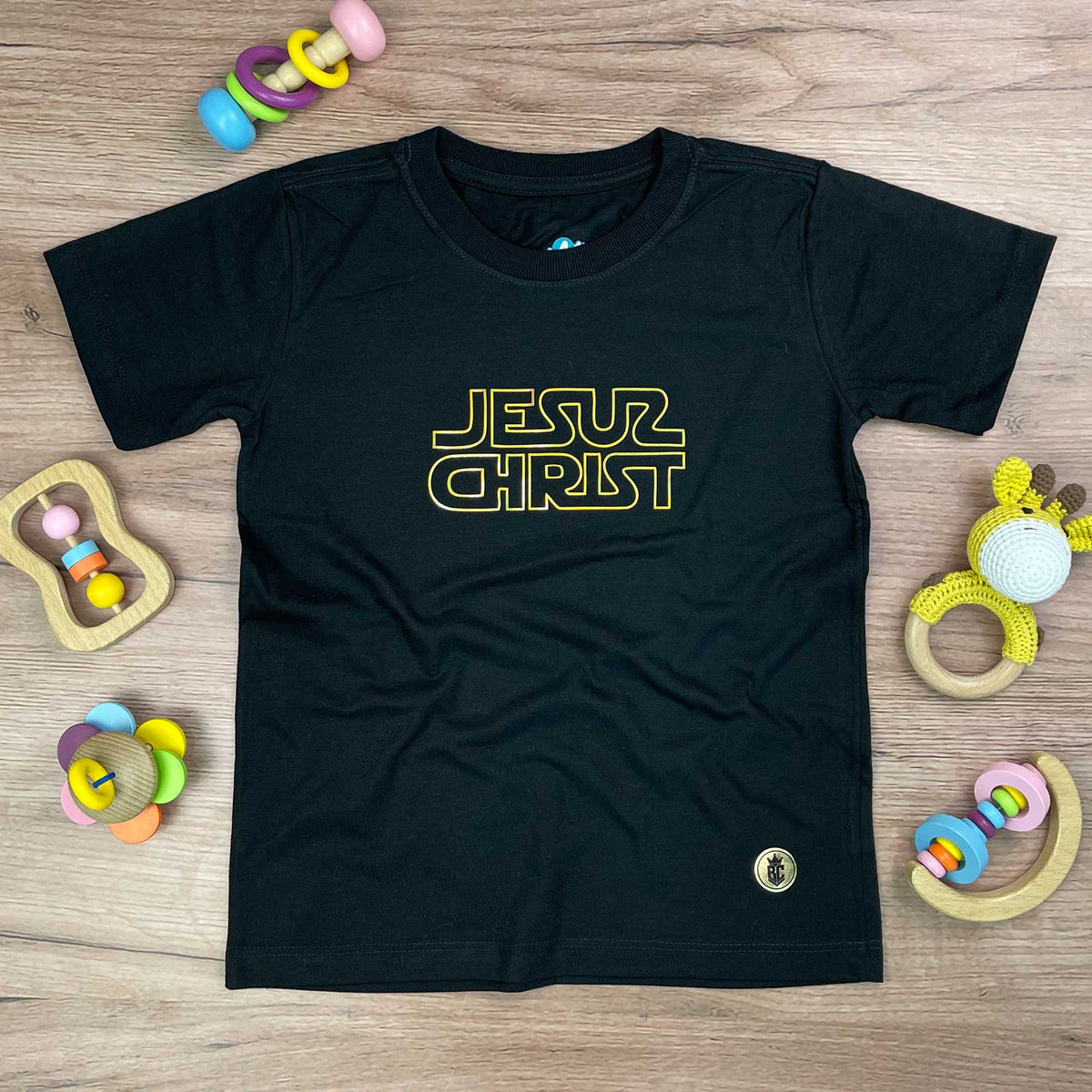 T-Shirt Infantil Preta Christ Star