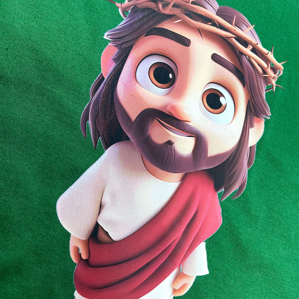 T-Shirt Infantil Verde Jesus Desenho