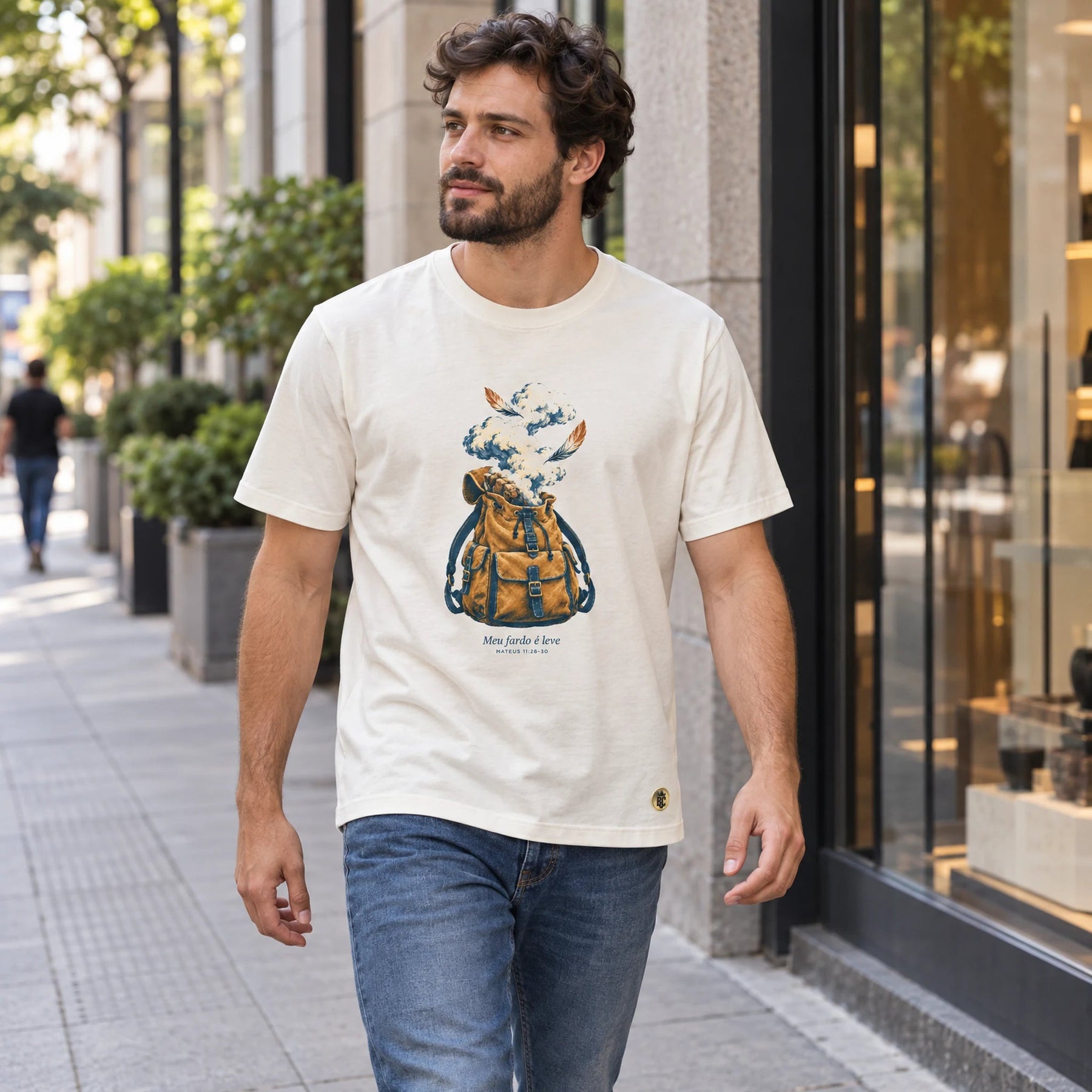 Camiseta Masculina Off White Meu fardo é leve bolsa