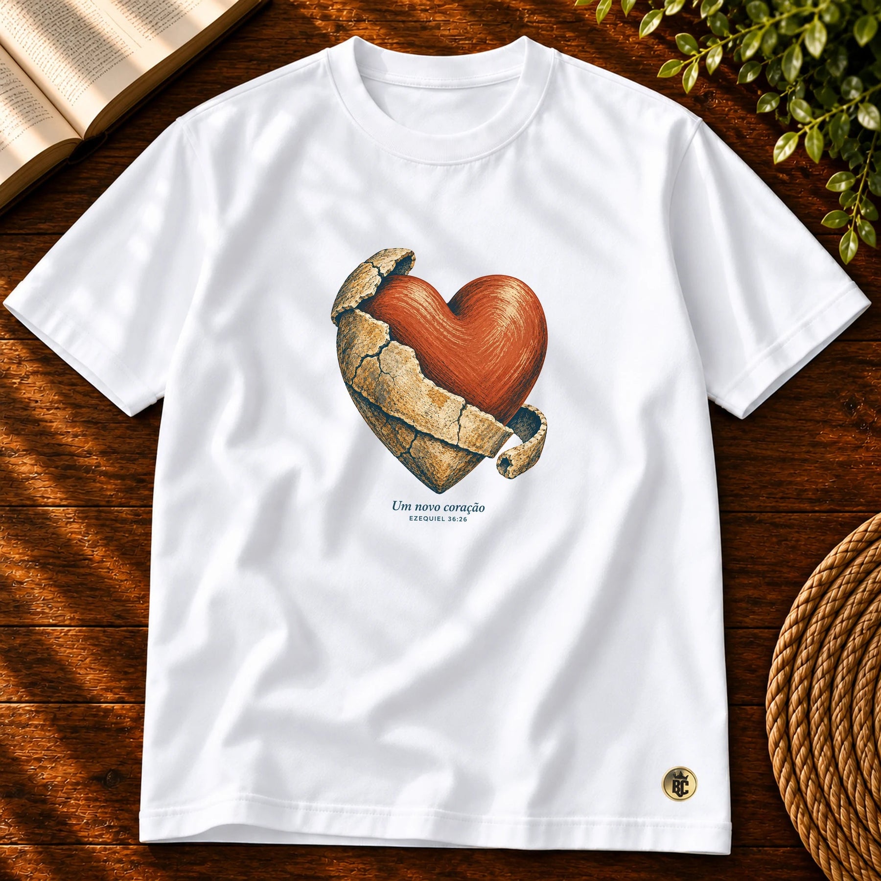 Camiseta Masculina Branca Um novo coração