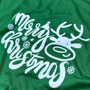 T-Shirt Infantil Verde Merry Christmas Alce