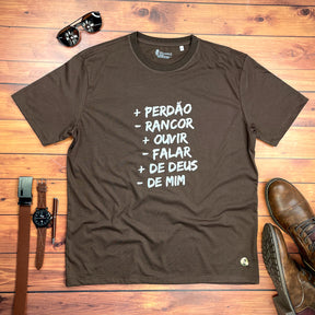 Camiseta Masculina Marrom + Perdão - Rancor