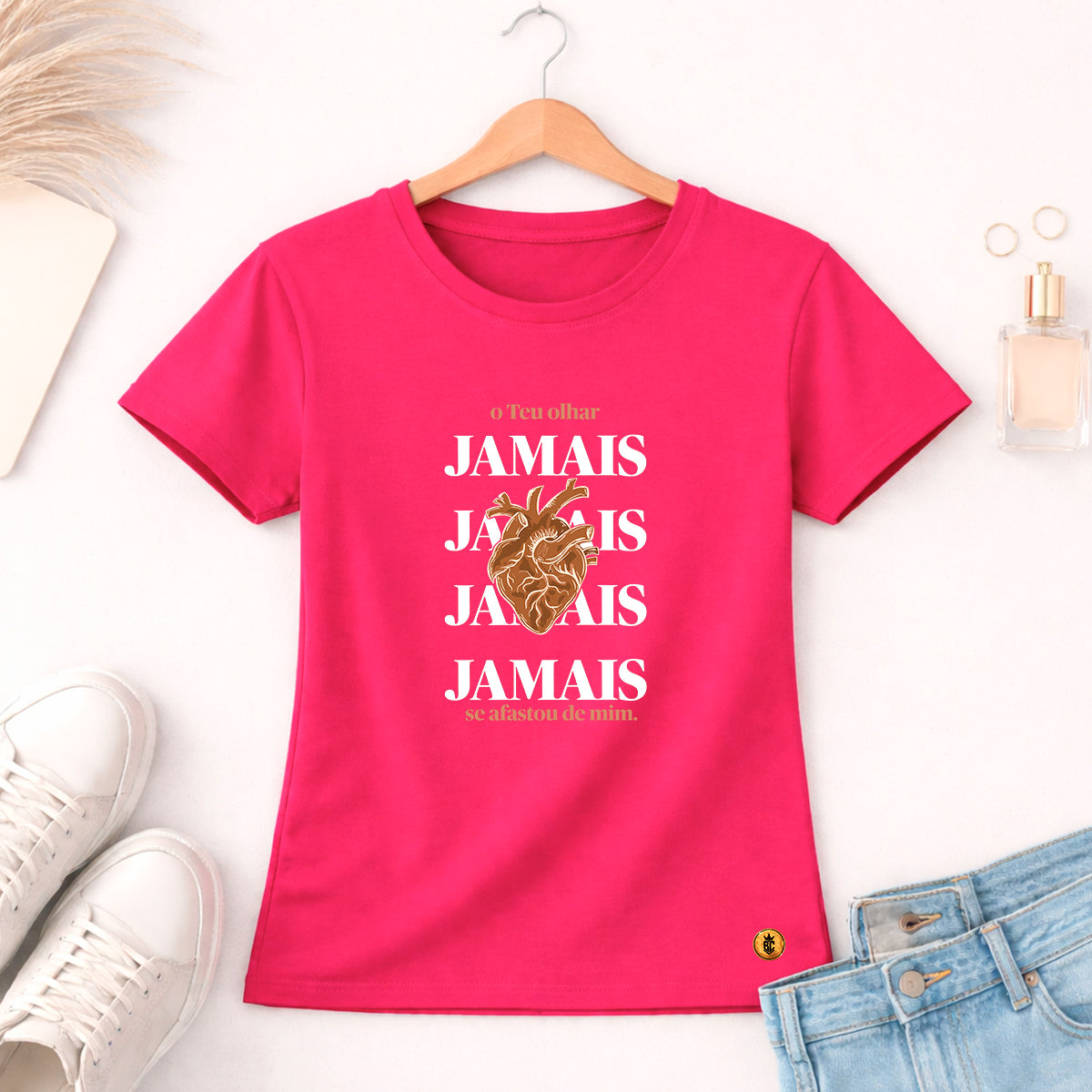 Camiseta Feminina Pink O Teu Olhar Jamais Se Afastou de mim