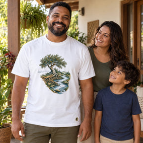 Camiseta Masculina Branca Plantado junto às águas