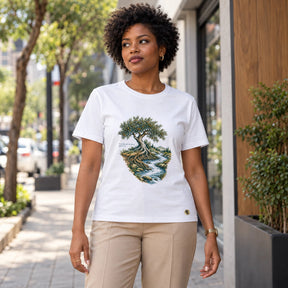 Camiseta Feminina Branca Plantado junto às águas