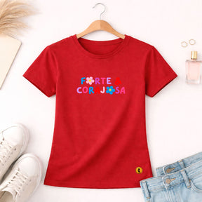 Camiseta Feminina Vermelha Forte & Corajosa