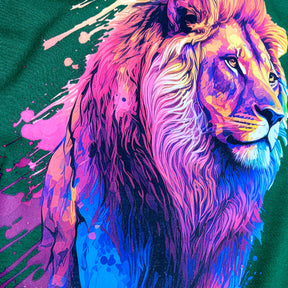 Camiseta Masculina Verde Leão Colorido