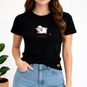 Camiseta Feminina Preta Encontrada Ovelha
