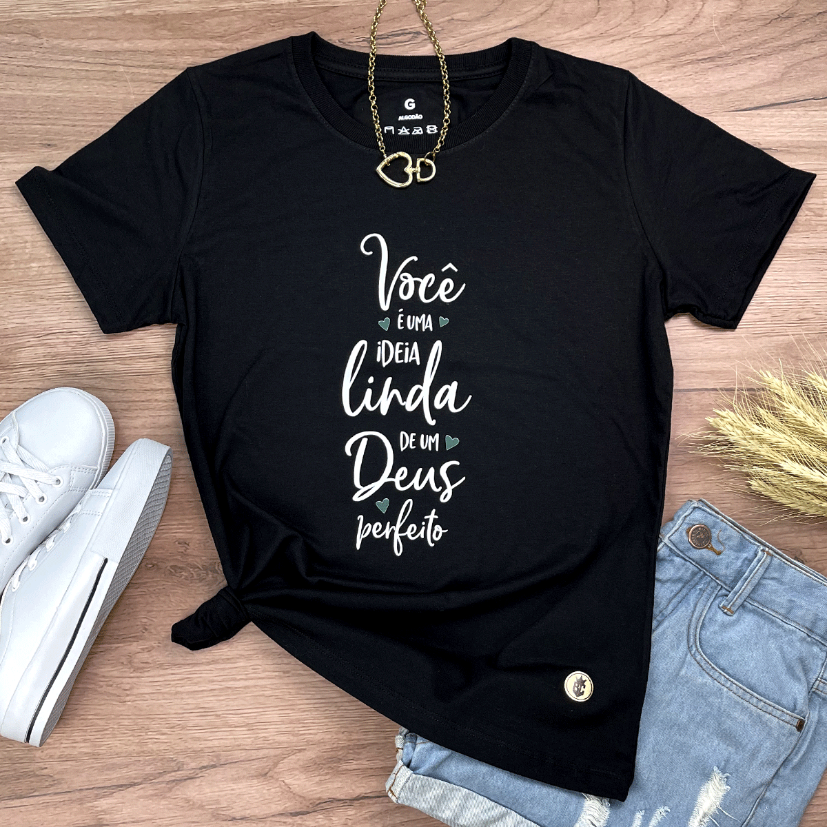 Camiseta Feminina Preta Você é Uma Ideia Linda