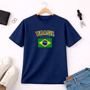Camiseta Masculina Azul Brasil Bandeira