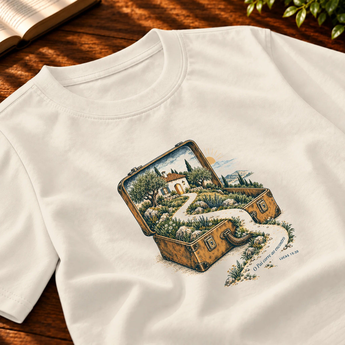 Camiseta Masculina Off White O Pai corre ao encontro
