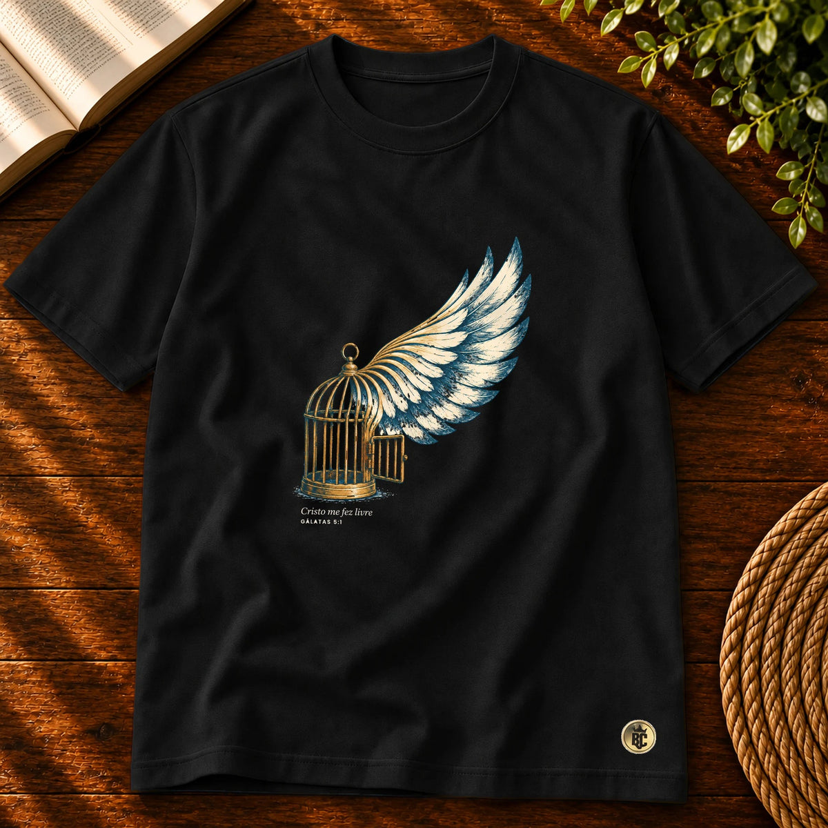 Camiseta Masculina Preta Cristo me fez livre