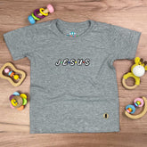 T-Shirt Infantil Cinza Aplique J.E.S.U.S