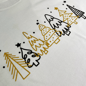 Camiseta Feminina Branca Árvores Natal