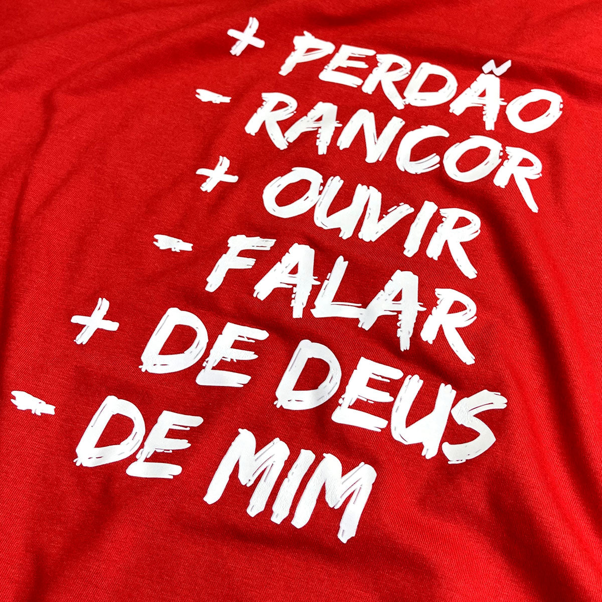 Camiseta Masculina Vermelha + Perdão - Rancor