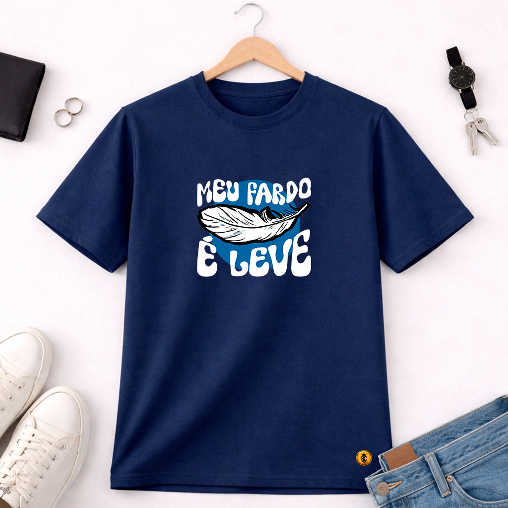 Camiseta Masculina Azul Meu Fardo é Leve