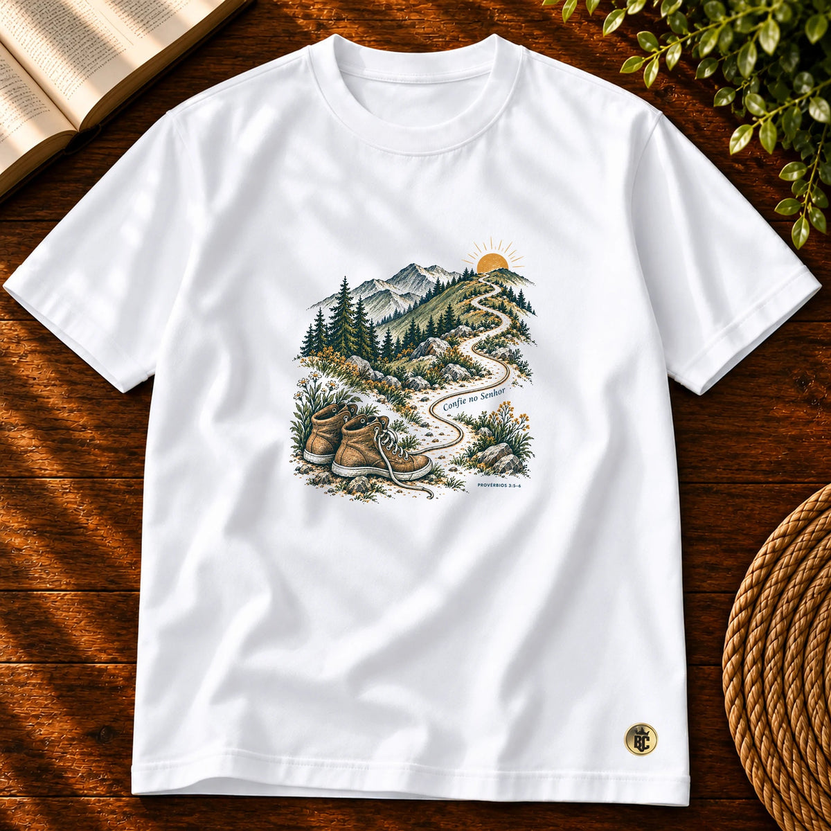 Camiseta Masculina Branca Confie no Senhor