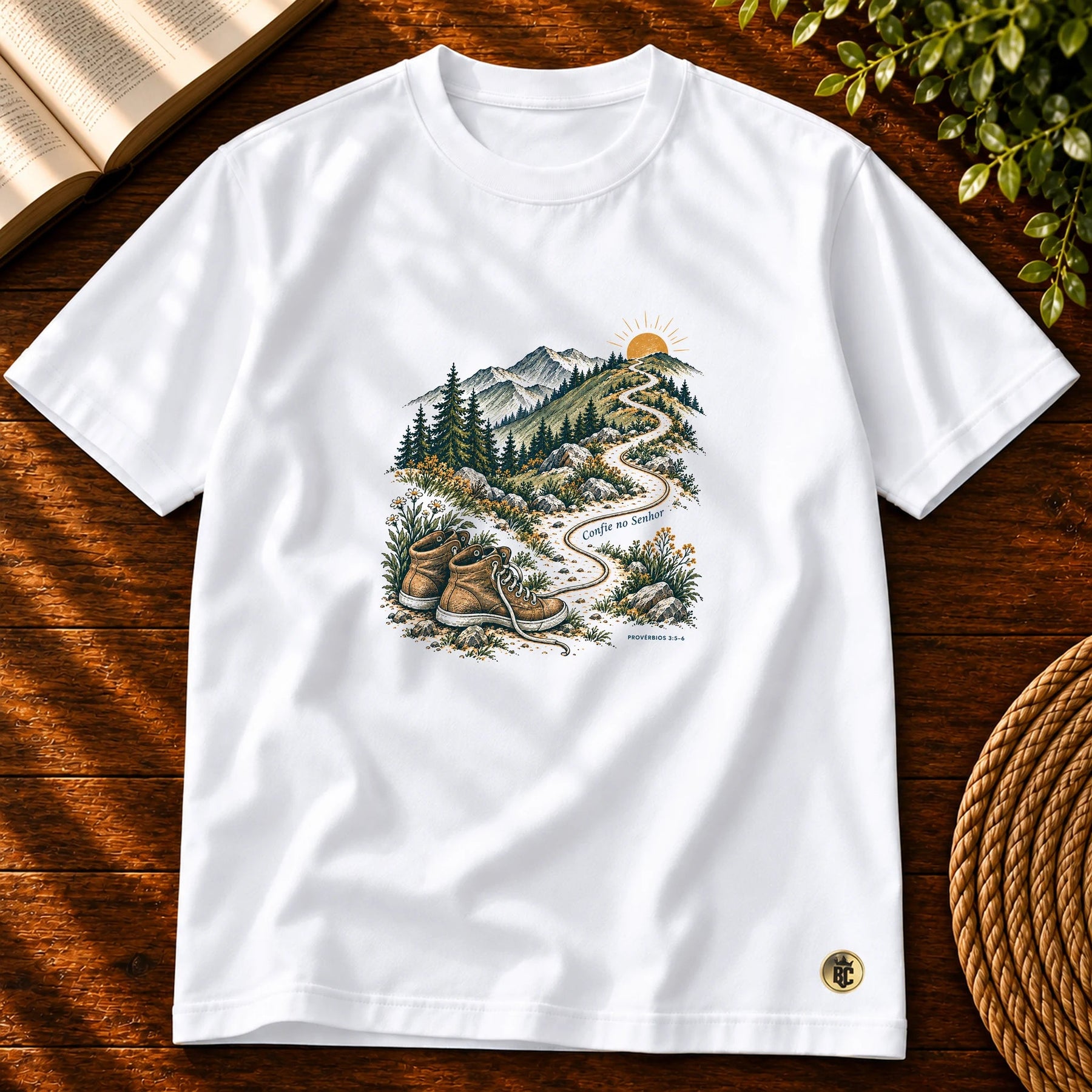 Camiseta Masculina Branca Confie no Senhor
