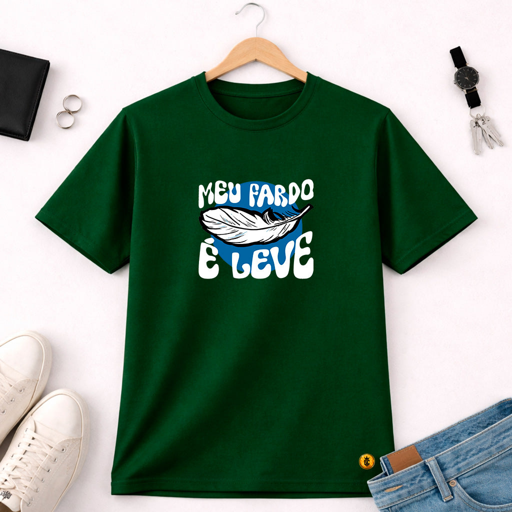 Camiseta Masculina Verde Meu Fardo é Leve