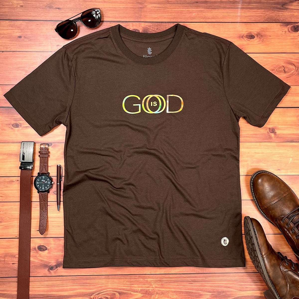 Camiseta Masculina Marrom God is Good