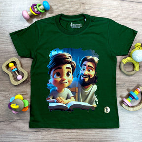 T-Shirt Infantil Verde Amigo Jesus