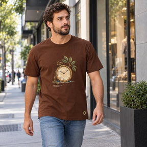 Camiseta Masculina Marrom Tudo tem seu tempo
