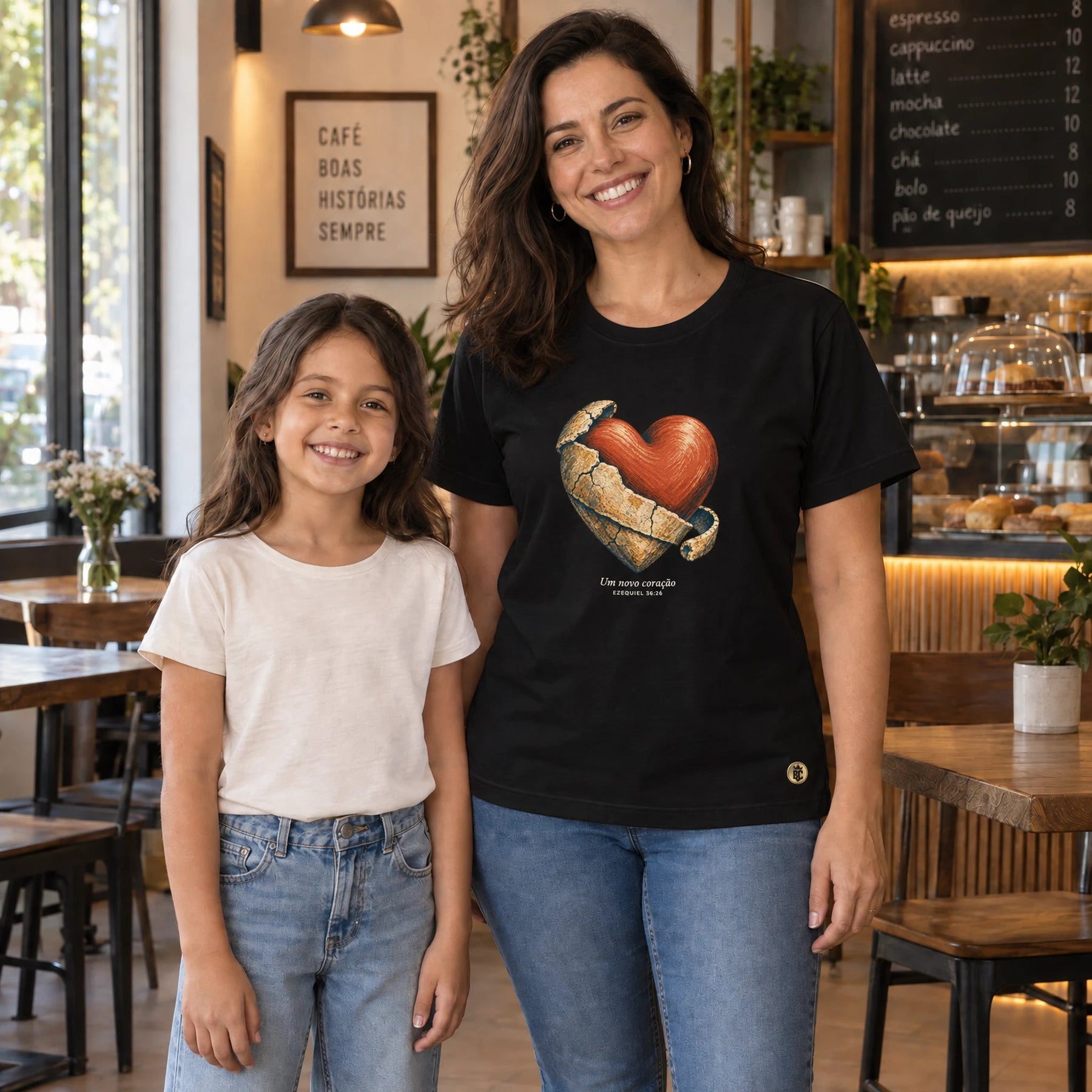 Camiseta Feminina Preta Um novo coração