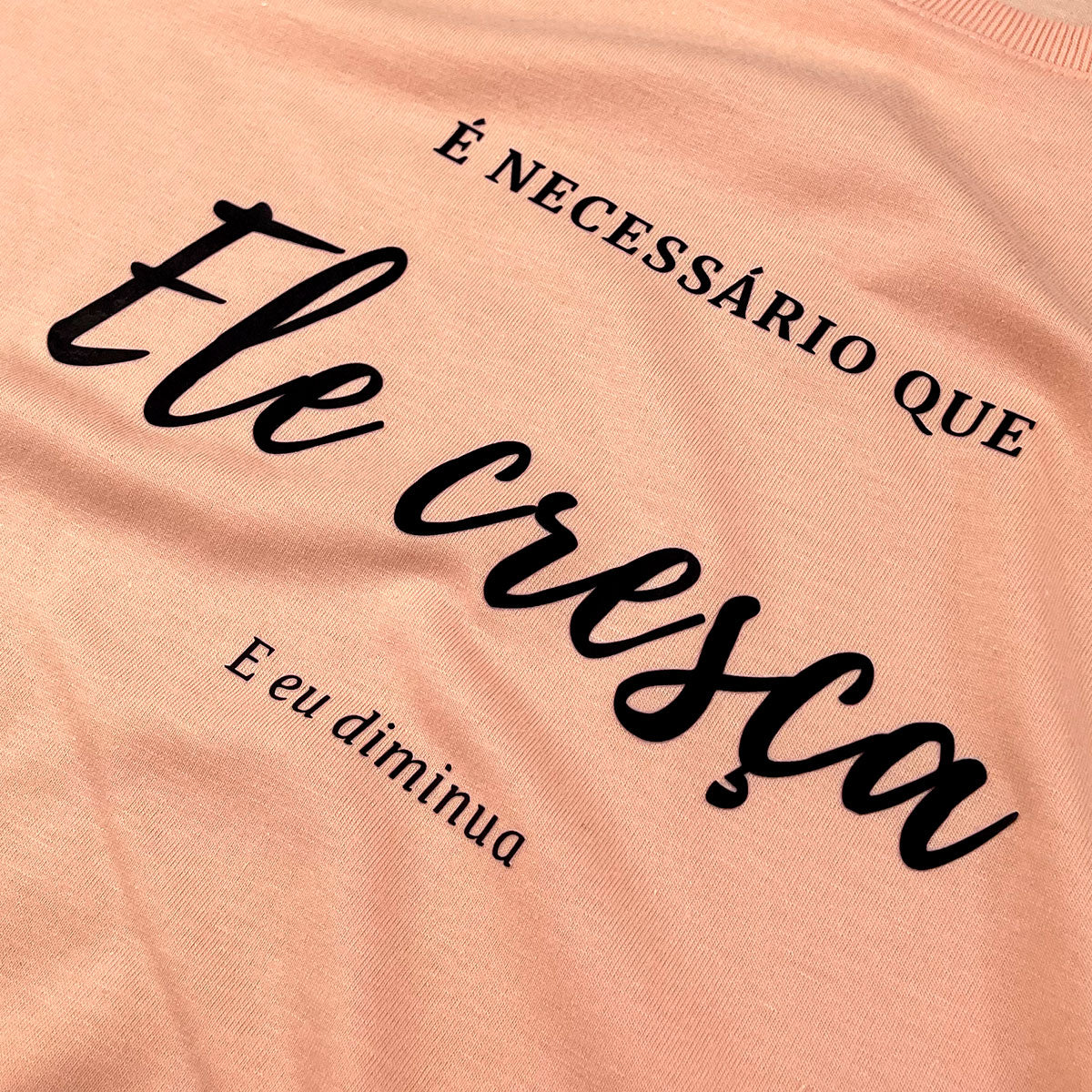 Camiseta Feminina Salmão É Necessário Que Ele Cresça E Eu Diminua