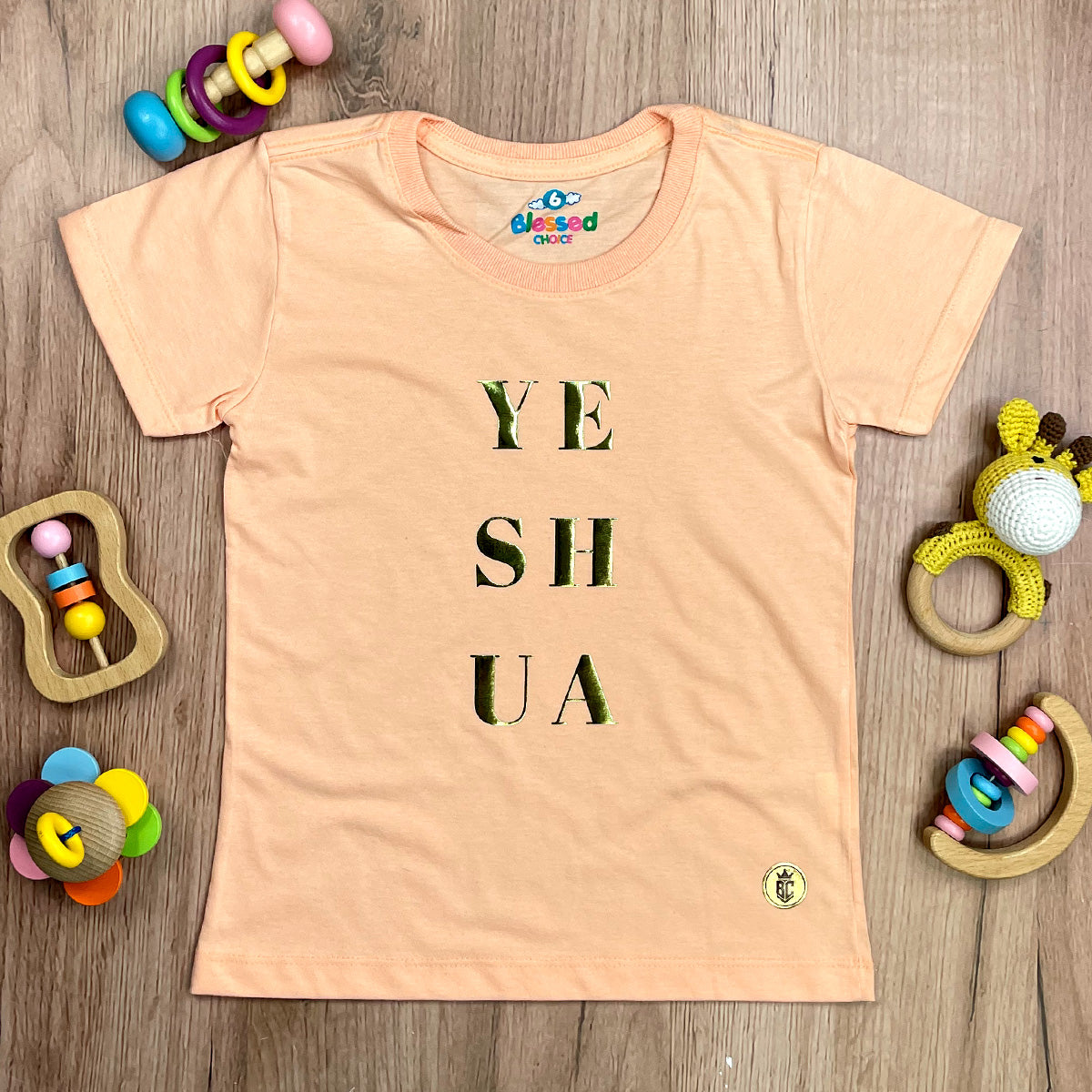 T-Shirt Infantil Salmão Yeshua Camaleão