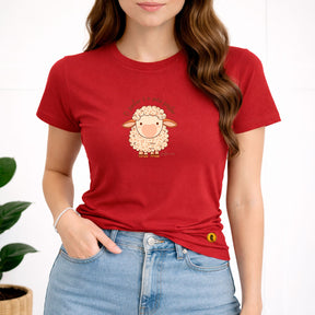 Camiseta Feminina Vermelha O Senhor é o Meu Pastor Ovelha