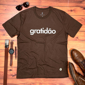 Camiseta Masculina Marrom Gratidão