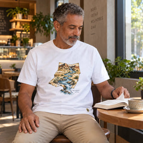 Camiseta Masculina Branca Rios no deserto
