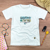 T-Shirt Infantil Branca Chicletinho da Mamãe Azul