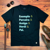 Camiseta Masculina Preta Exemplo E Parceiro E Pai