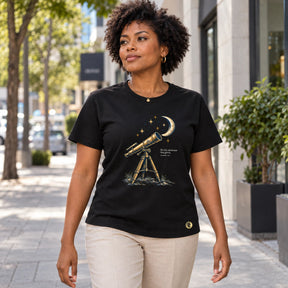 Camiseta Feminina Preta Os céus declaram Sua glória