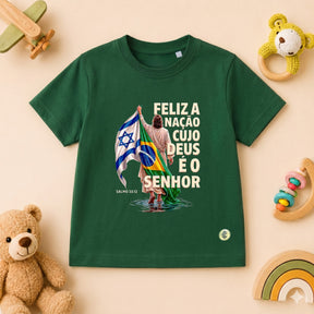 T-Shirt Infantil Verde Feliz é a Nação