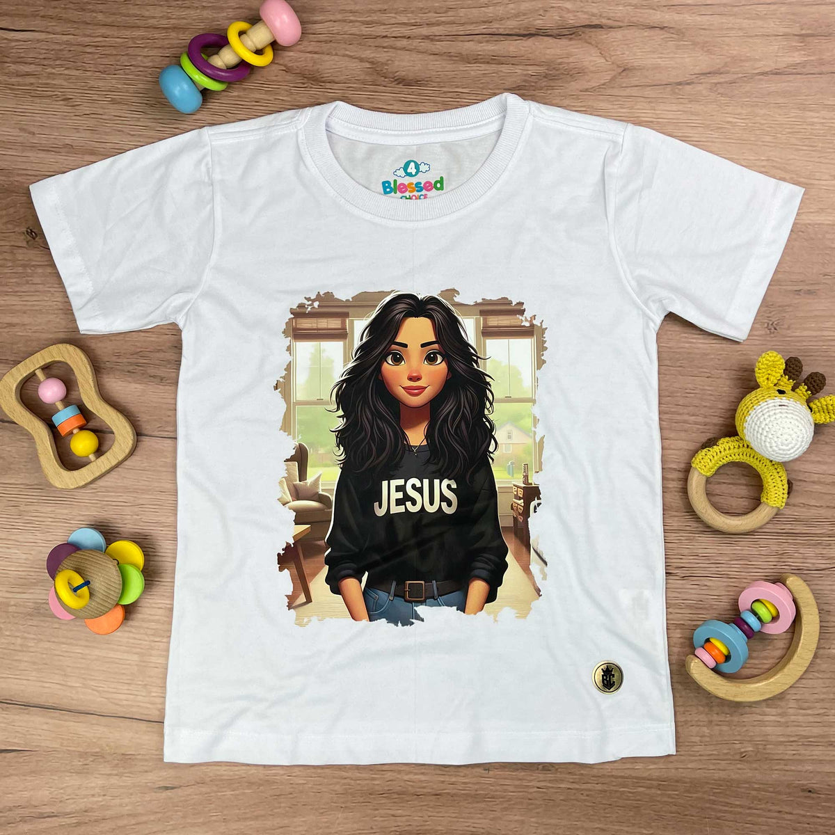 T-Shirt Infantil Branca Garota Jesus