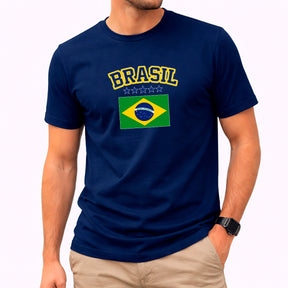 Camiseta Masculina Azul Brasil Bandeira