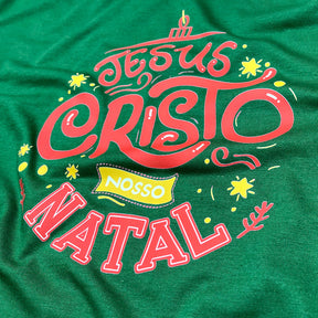 T-Shirt Infantil Verde Jesus Cristo Nosso Natal