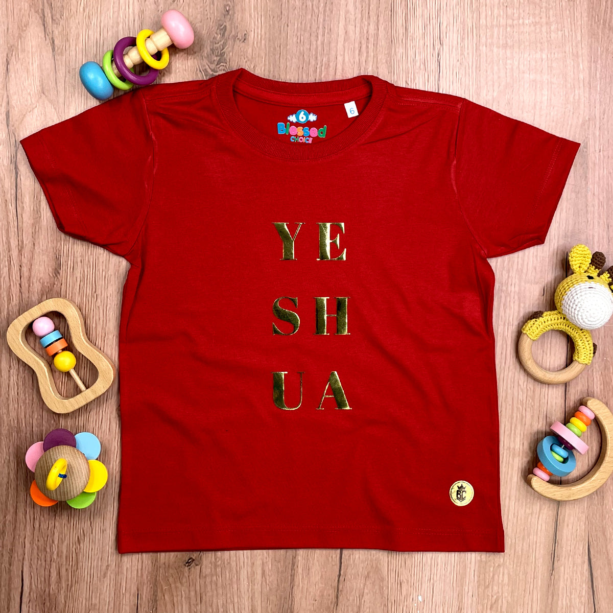 T-Shirt Infantil Vermelha Yeshua Camaleão