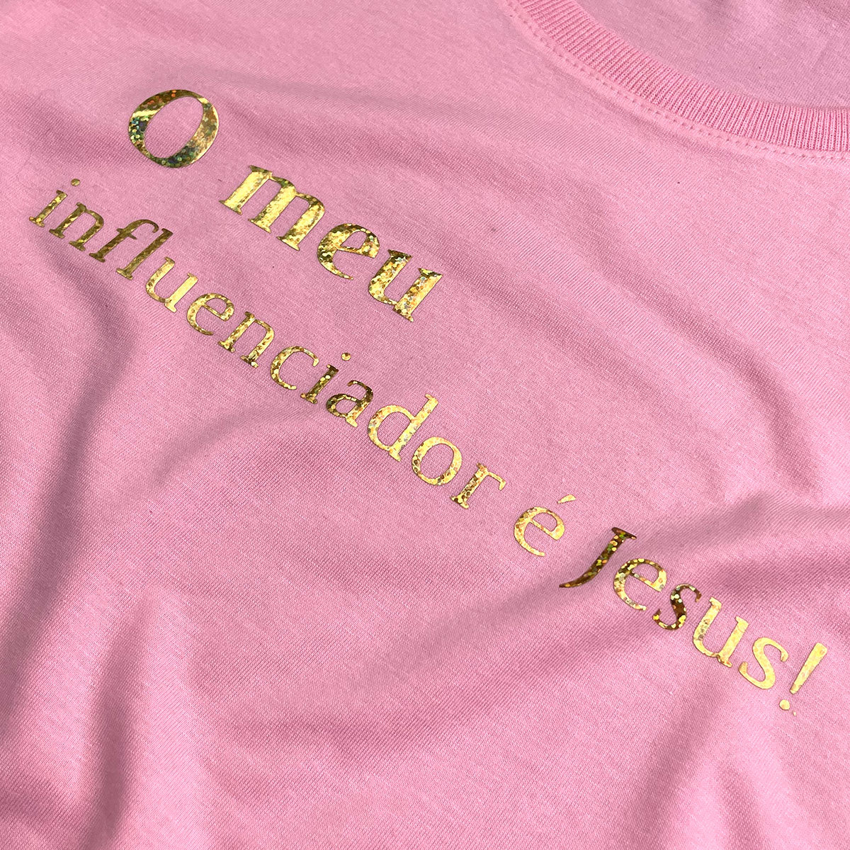 T-Shirt Infantil Rosa O Meu Influenciador É Jesus!