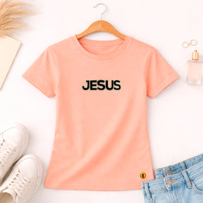 Camiseta Feminina Salmão Jesus Aplique Camaleão